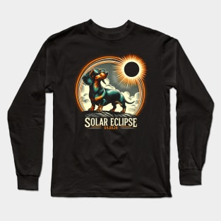 Dazzling Dachshund Eclipse: Unique Tee with Adorable Long-Haired Dachshunds Long Sleeve T-Shirt